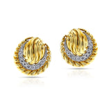 David Webb Textured Gold and Diamond Clip-on Earrings, 18k