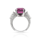 AGL Certified Ceylon No Heat Purplish Pink Spinel and Diamond Ring, 18k