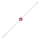 Floral Pear Ruby and Diamond Bracelet, 14k