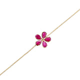 Floral Pear Ruby and Diamond Bracelet, 14k