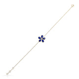 Floral Pear Blue Sapphire and Diamond Bracelet, 14k