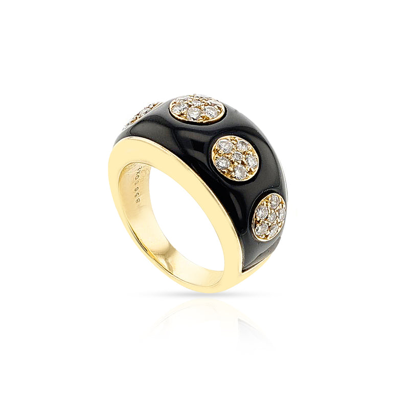 Van Cleef & Arpels Diamond Flower and Onyx Ring, 18k