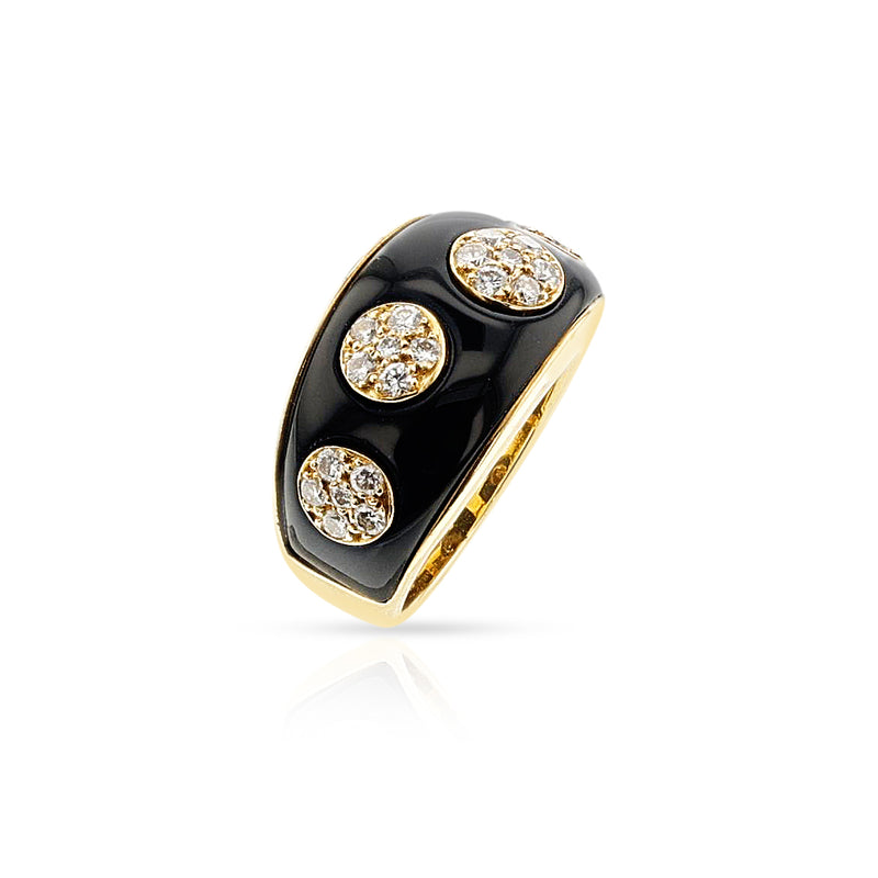 Van Cleef & Arpels Diamond Flower and Onyx Ring, 18k