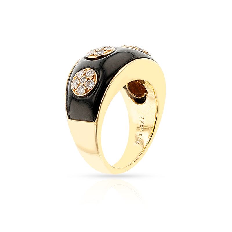 Van Cleef & Arpels Diamond Flower and Onyx Ring, 18k