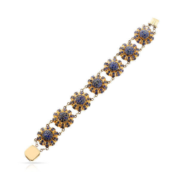 Antique Sapphire Flower Bracelet, 14k