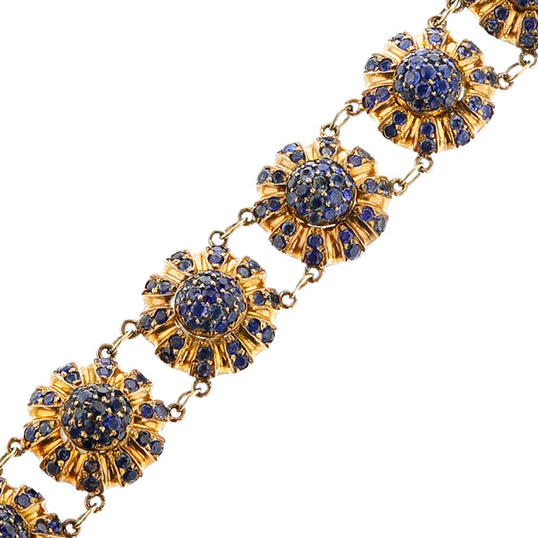 Antique Sapphire Flower Bracelet, 14k