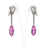 Art Deco AGL Certified Natural Marquise Pink Topaz and Diamond Earrings, Platinum