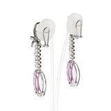 Art Deco AGL Certified Natural Marquise Pink Topaz and Diamond Earrings, Platinum