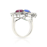18K Ruby, Emerald, Sapphire and Diamond Cocktail Ring
