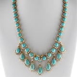 Turquoise and Diamond Fringe Necklace, Detachable Brooch, 18k