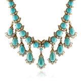 Turquoise and Diamond Fringe Necklace, Detachable Brooch, 18k