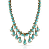 Turquoise and Diamond Fringe Necklace, Detachable Brooch, 18k