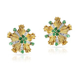 Vintage & Retro Tiffany & Co. Emerald and Diamond 18K Yellow Gold Starburst Earrings