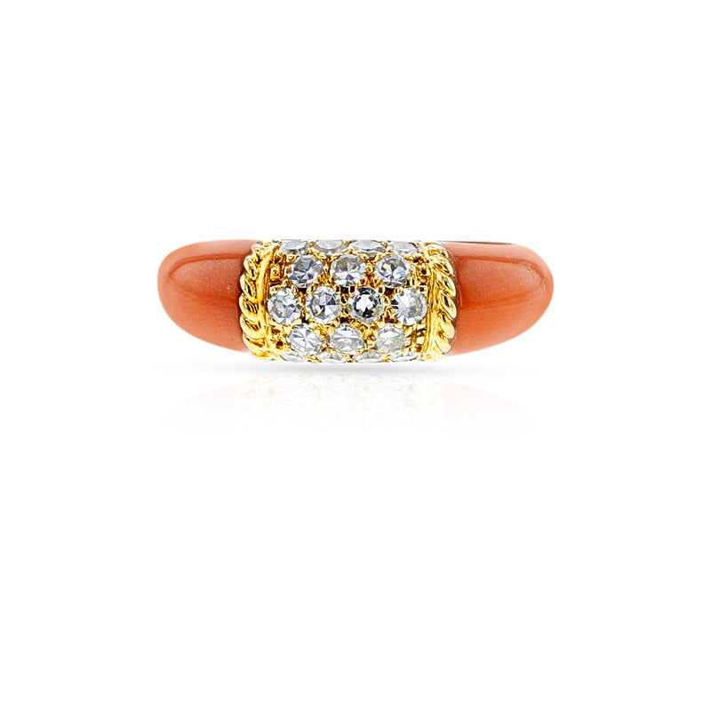Van Cleef & Arpels Coral and Diamond Philippine Ring, 18k