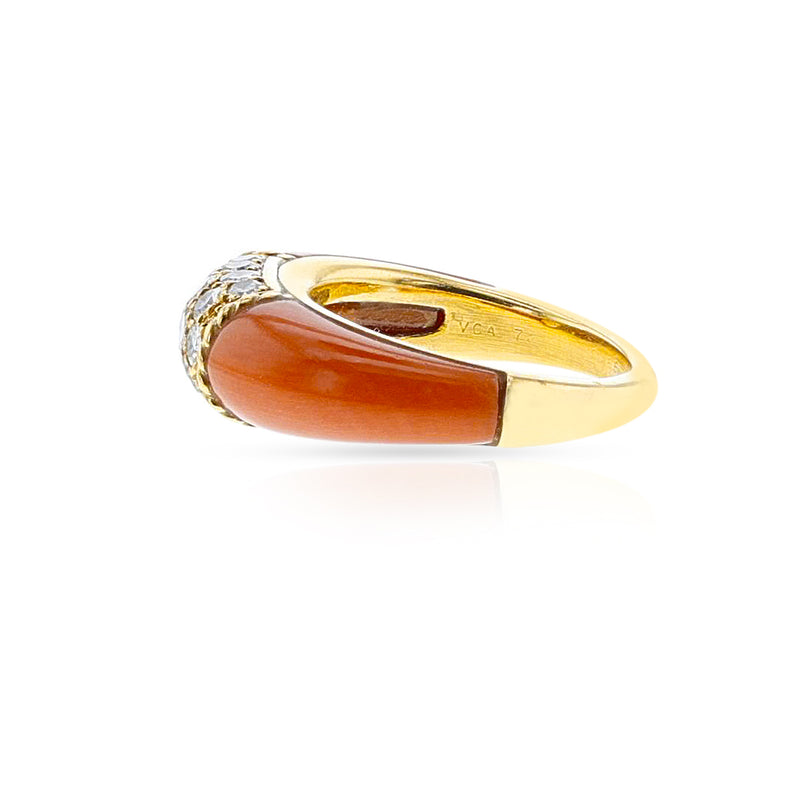 Van Cleef & Arpels Coral and Diamond Philippine Ring, 18k