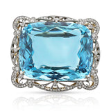 AGL Certified Natural 124.42 ct. Aquamarine and Diamond Brooch, Circa 1900s