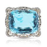 AGL Certified Natural 124.42 ct. Aquamarine and Diamond Brooch, Circa 1900s