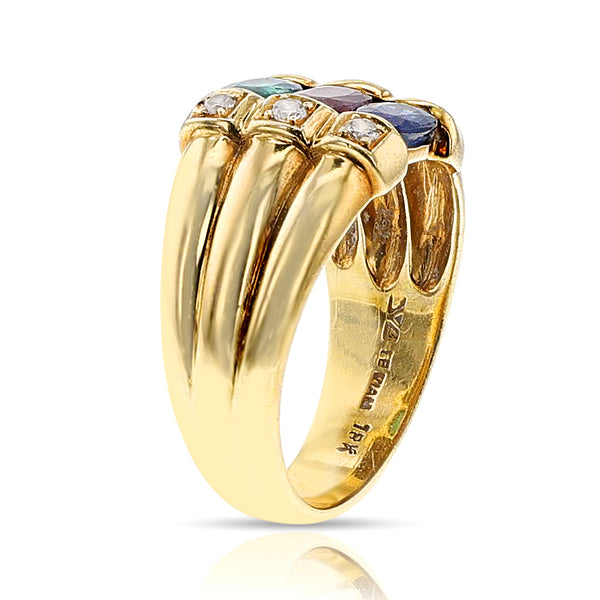 Ruby, Emerald, Sapphire and Diamond Ring, Levian, 18k