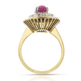 Ruby Cabochon and Diamond Ring and Earring Set, 18k and Palladium