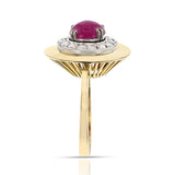 Ruby Cabochon and Diamond Ring and Earring Set, 18k and Palladium