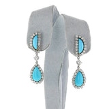 Turquoise and Diamond Dangling Earrings, 14k