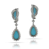 Turquoise and Diamond Dangling Earrings, 14k