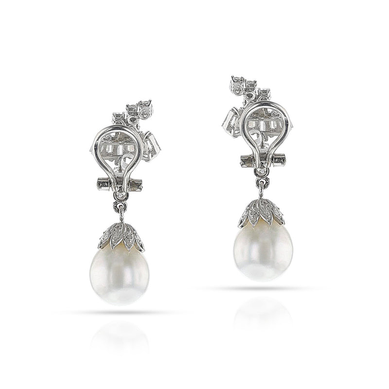 Cultured Pearl and Diamond Dangling Earrings, 18k
