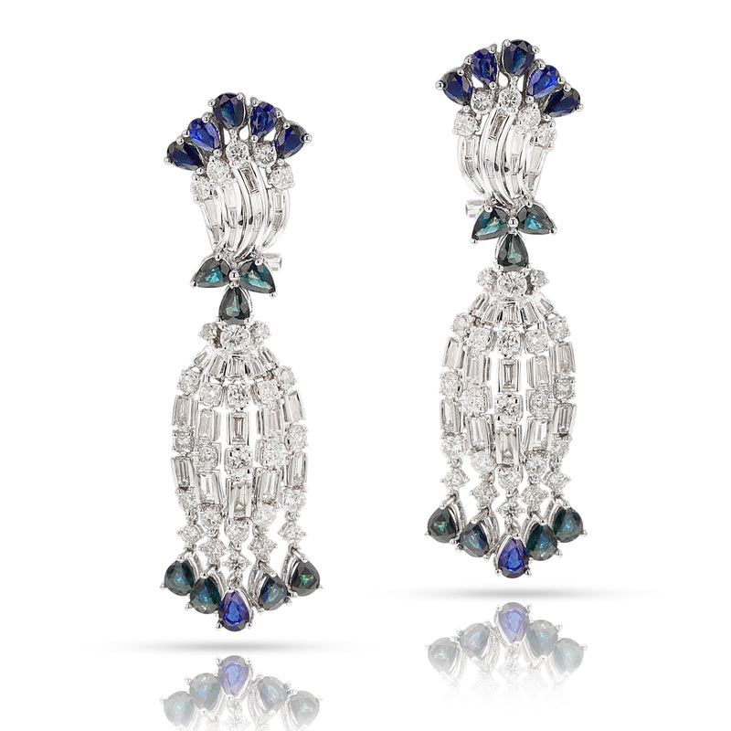 Sapphire and Diamond Dangling Earrings, 18k