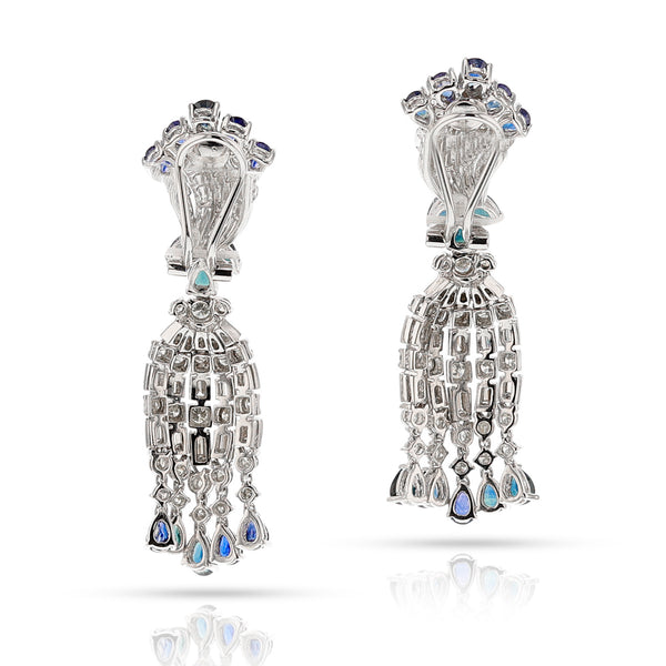 Sapphire and Diamond Dangling Earrings, 18k