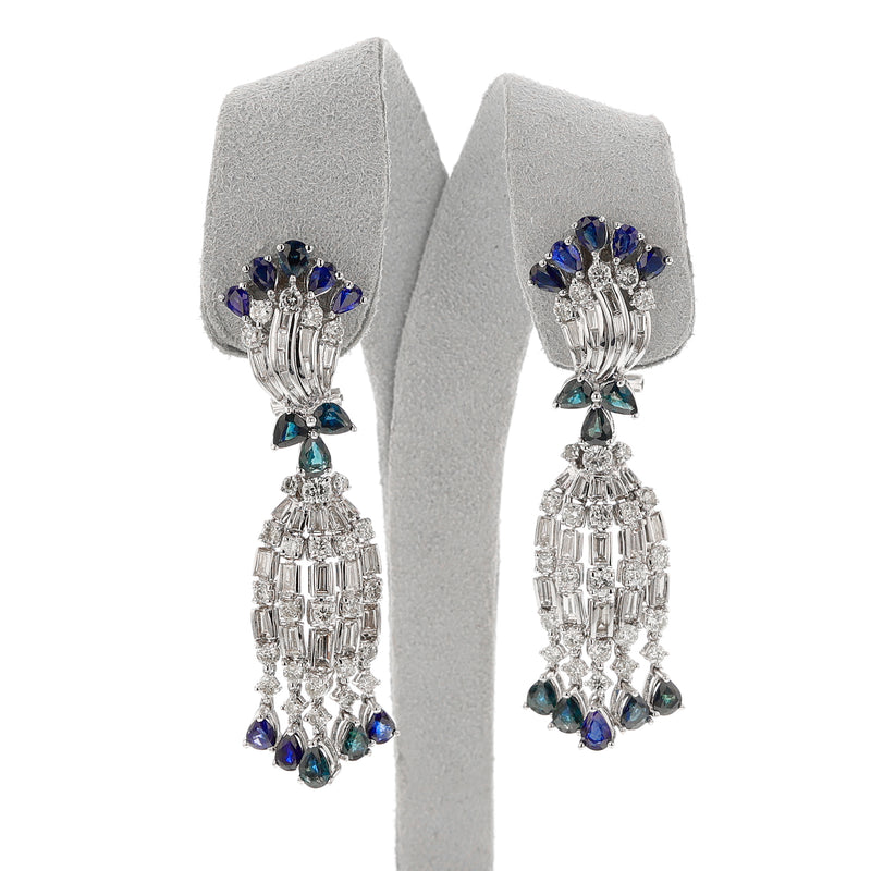 Sapphire and Diamond Dangling Earrings, 18k