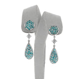 GIA Certified Paraiba Tourmaline Dangling Earrings, Platinum and White Gold