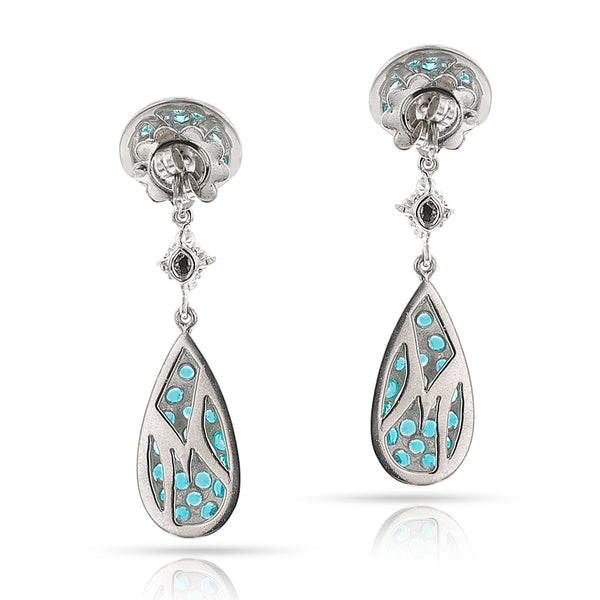 GIA Certified Paraiba Tourmaline Dangling Earrings, Platinum and White Gold