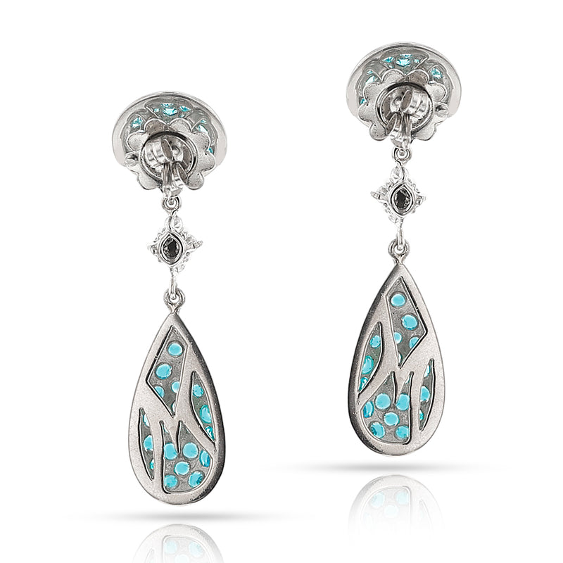 GIA Certified Paraiba Tourmaline Dangling Earrings, Platinum and White Gold