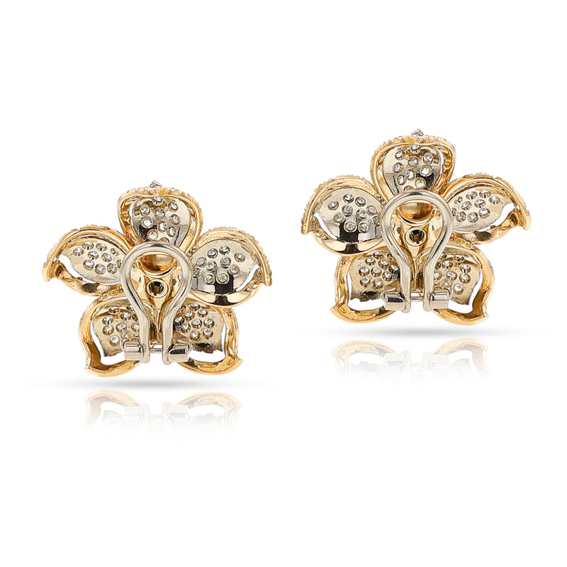 Floral Diamond and Emerald Earring, Ring, Pendant Set, 18k