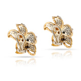 Floral Diamond and Emerald Earring, Ring, Pendant Set, 18k
