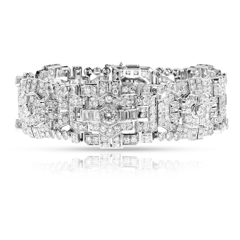 Vintage French 17 carats Diamond Bracelet, Platinum