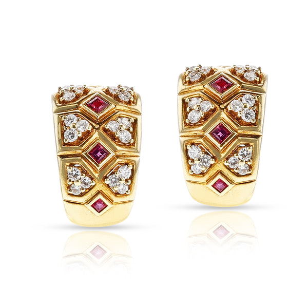 Van Cleef & Arpels by Pery et Fils Ruby and Diamond Earrings, 18k