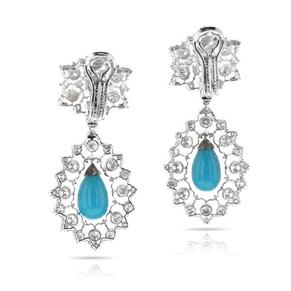 Buccellati Italy Turquoise and Diamond Earrings, 18k