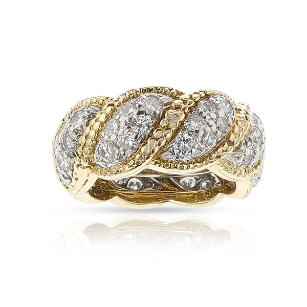 Tiffany & Co. Schlumberger Diamond Wedding Band, 18k and Platinum