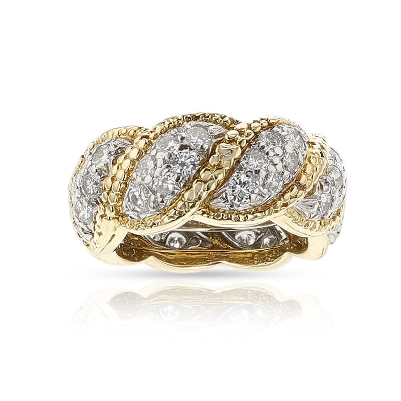 Tiffany & Co. Schlumberger Diamond Wedding Band, 18k and Platinum