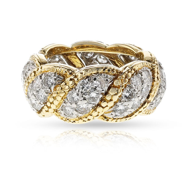 Tiffany & Co. Schlumberger Diamond Wedding Band, 18k and Platinum
