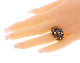 Emerald, Sapphire, Ruby Cabochon and Diamond Bombe Ring, 18k