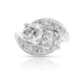 GIA Certified 1.07 ct. and 0.89 ct. Double Diamond Ring, Platinum