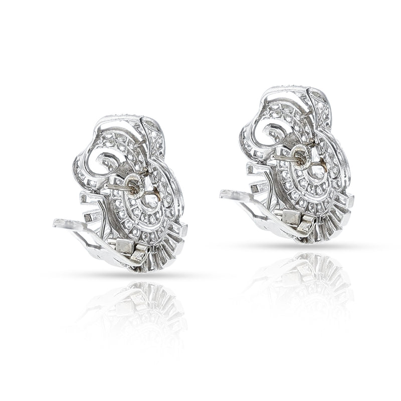 Mixed-Cut Diamond Earrings, Platinum