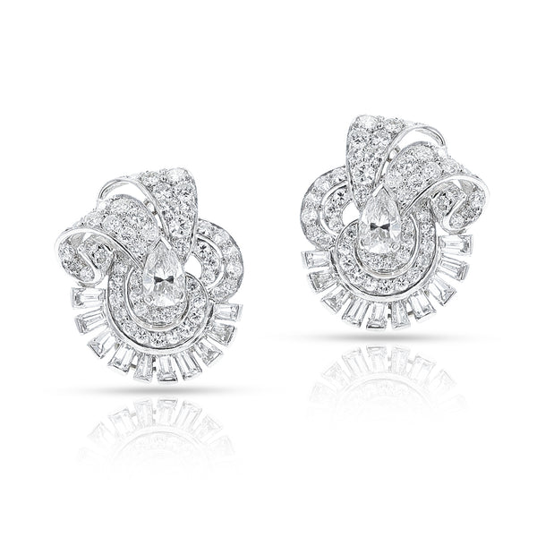 Mixed-Cut Diamond Earrings, Platinum