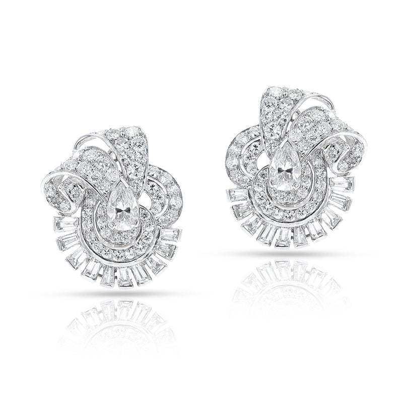 Mixed-Cut Diamond Earrings, Platinum