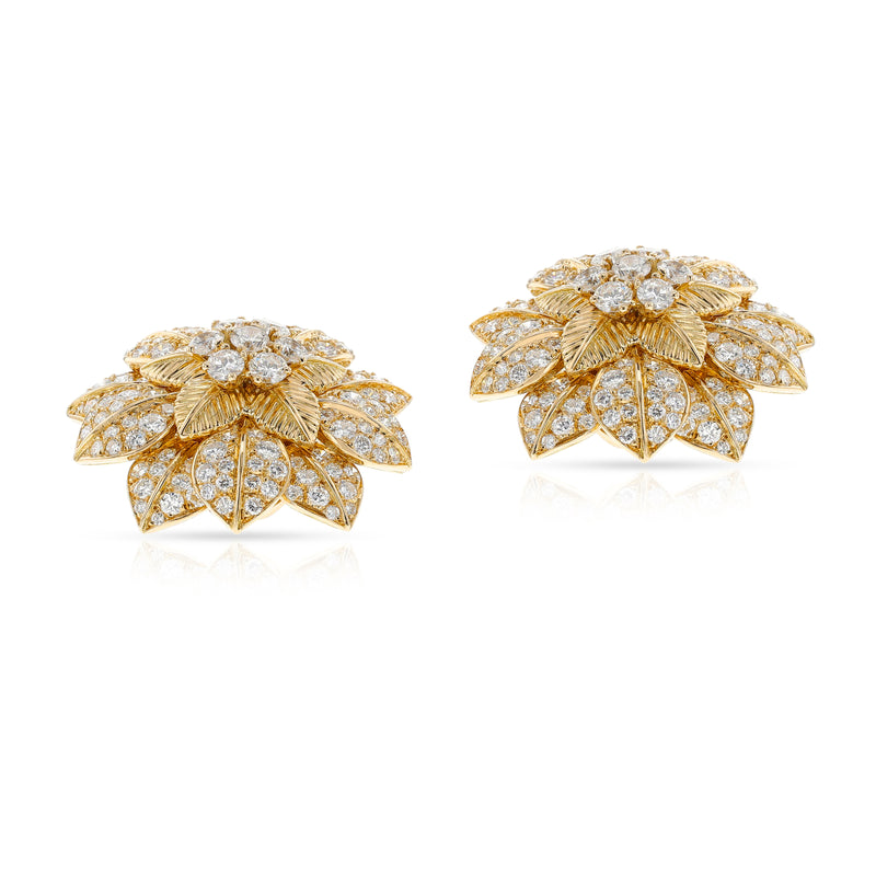 1960s Van Cleef & Arpels French Flower Diamond Petal Earrings