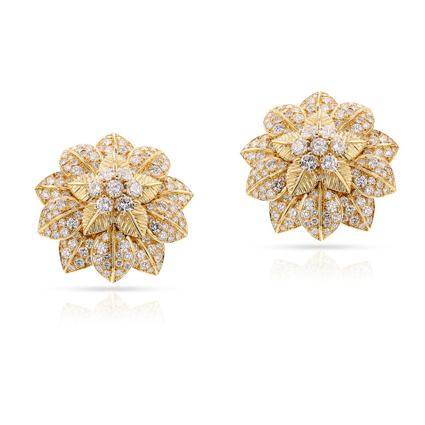 1960s Van Cleef & Arpels French Flower Diamond Petal Earrings