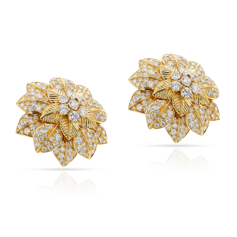 1960s Van Cleef & Arpels French Flower Diamond Petal Earrings