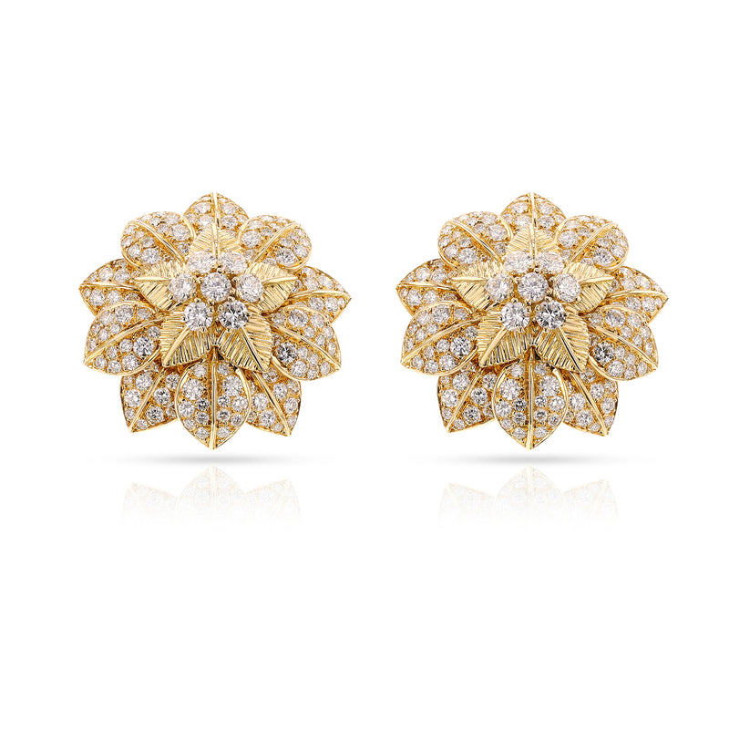 1960s Van Cleef & Arpels French Flower Diamond Petal Earrings